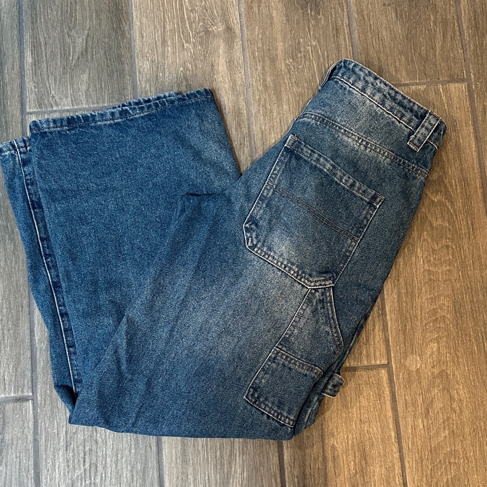 Edikted Baggy Boyfriend Faded Blue Jeans, Carpenter. Wide leg. Size small